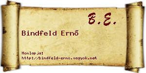 Bindfeld Ernő névjegykártya